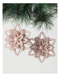 Luxe Christmas Glitter Plastic Layered Snowflake 14cm in Pink