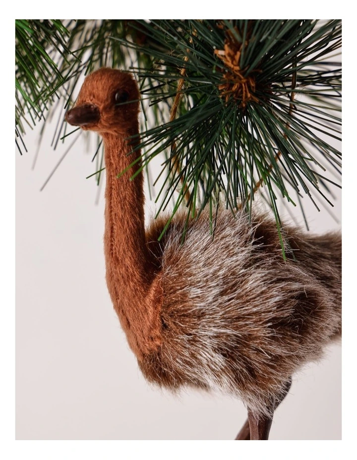 Eucalyptus Christmas Plastic Furry Hanging Emu Ornament 12cm in Brown image 2