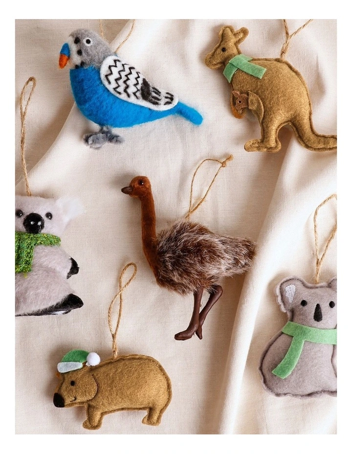 Eucalyptus Christmas Plastic Furry Hanging Emu Ornament 12cm in Brown image 3
