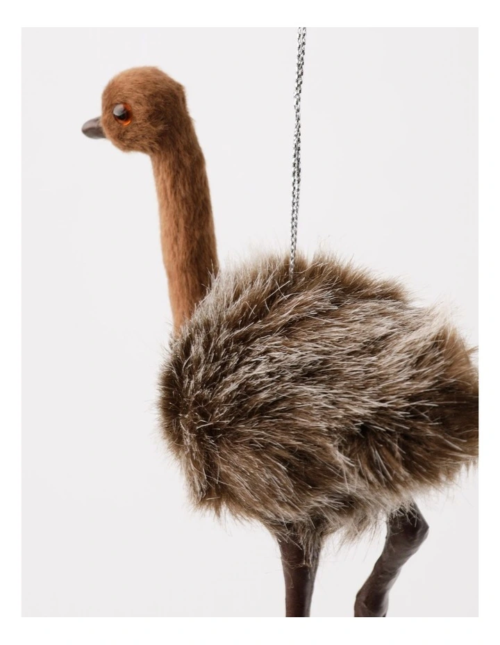 Eucalyptus Christmas Plastic Furry Hanging Emu Ornament 12cm in Brown image 4