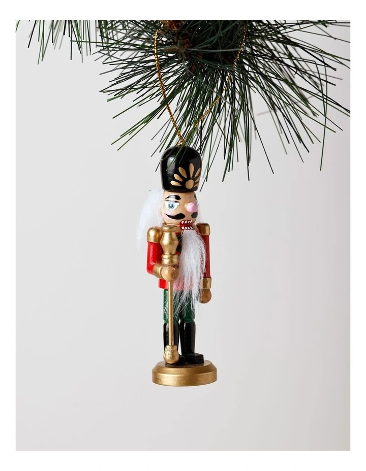 Heirloom Christmas Wooden Assorted Nutcracker Hanging Ornament 13cm in Red/Gold image 2
