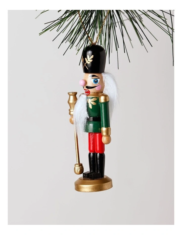 Heirloom Christmas Wooden Assorted Nutcracker Hanging Ornament 13cm in Red/Gold image 3
