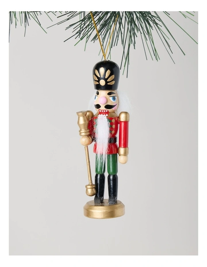 Heirloom Christmas Wooden Assorted Nutcracker Hanging Ornament 13cm in Red/Gold image 3