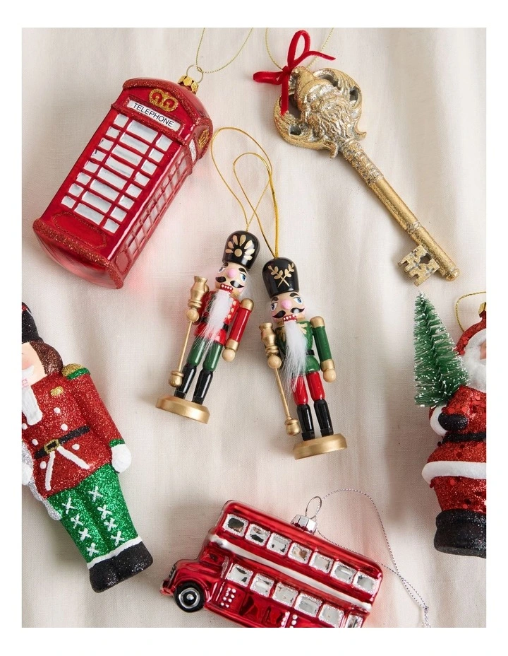 Heirloom Christmas Wooden Assorted Nutcracker Hanging Ornament 13cm in Red/Gold image 4