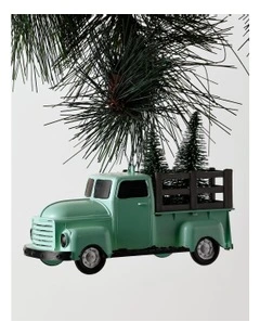 Eucalyptus Christmas Plastic Truck withTree Ornament 10cm in Green