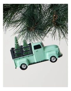Eucalyptus Christmas Plastic Truck withTree Ornament 10cm in Green
