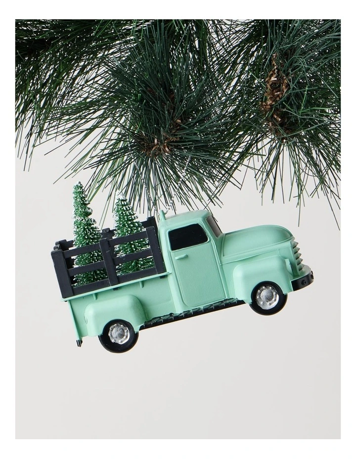Eucalyptus Christmas Plastic Truck withTree Ornament 10cm in Green image 1