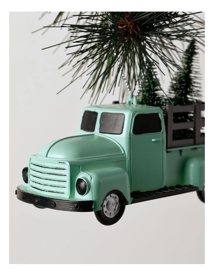 Eucalyptus Christmas Plastic Truck withTree Ornament 10cm in Green image 2