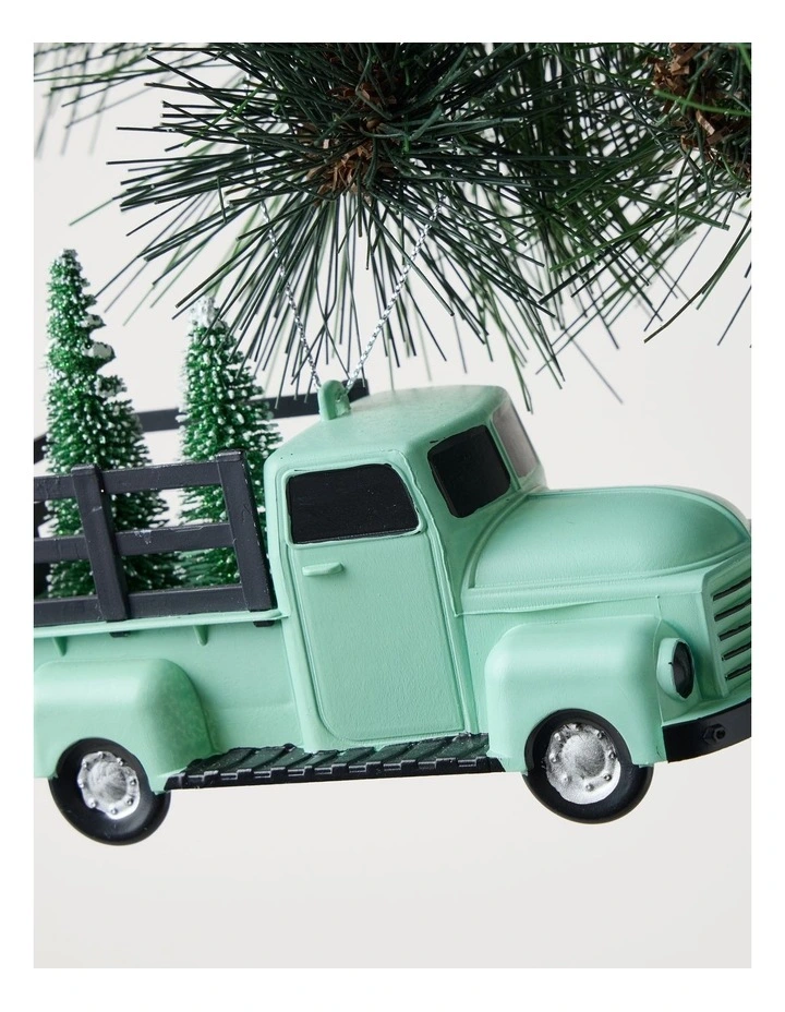 Eucalyptus Christmas Plastic Truck withTree Ornament 10cm in Green image 2