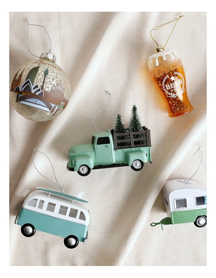 Eucalyptus Christmas Plastic Truck withTree Ornament 10cm in Green image 3