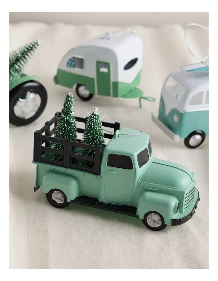 Eucalyptus Christmas Plastic Truck withTree Ornament 10cm in Green image 3