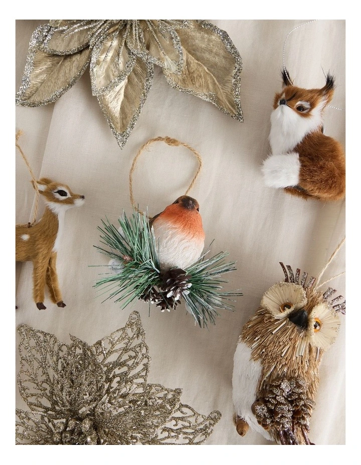 Harvest Christmas Resin Hanging Robin Ornament 5.5cm in Brown image 3