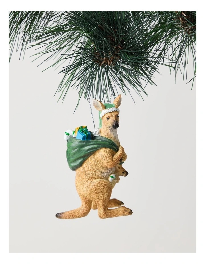 Eucalyptus Christmas Polyresin Kangaroo Hanging Ornament 8cm in Grey image 1