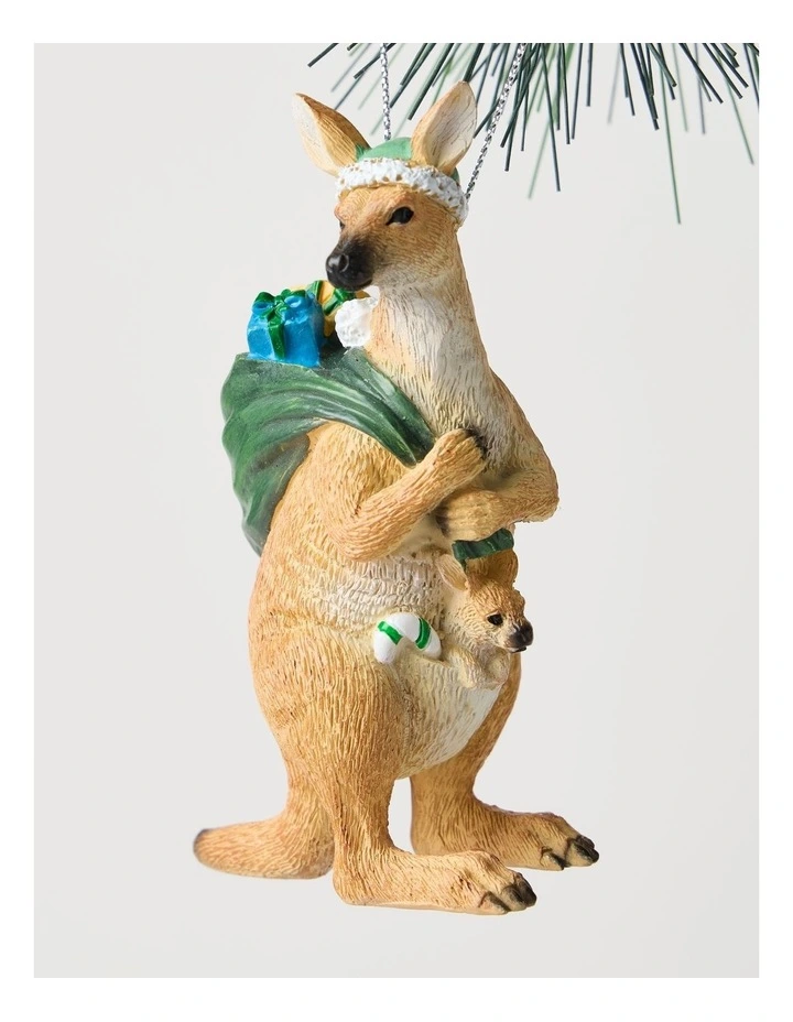 Eucalyptus Christmas Polyresin Kangaroo Hanging Ornament 8cm in Grey image 2