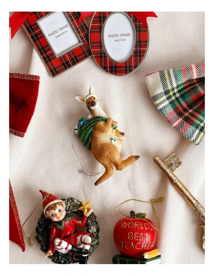 Eucalyptus Christmas Polyresin Kangaroo Hanging Ornament 8cm in Grey image 3