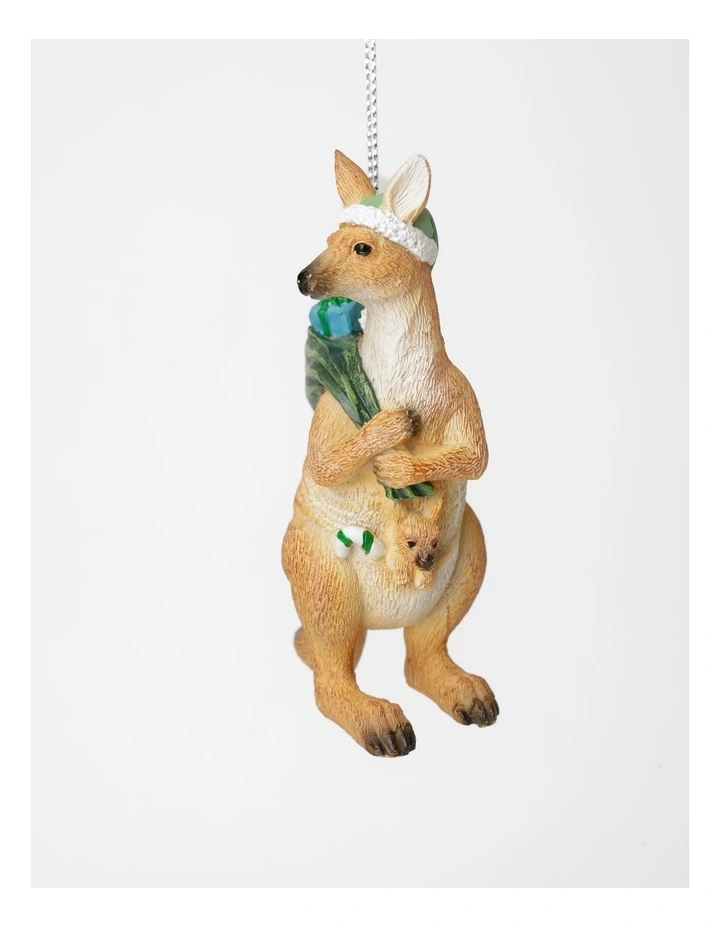 Eucalyptus Christmas Polyresin Kangaroo Hanging Ornament 8cm in Grey image 4
