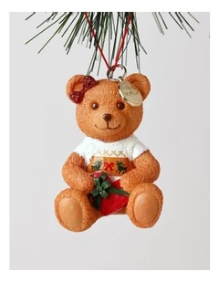 Resin 2025 Christmas Daisy Charity Bear Ornament 9cm in Red/Green