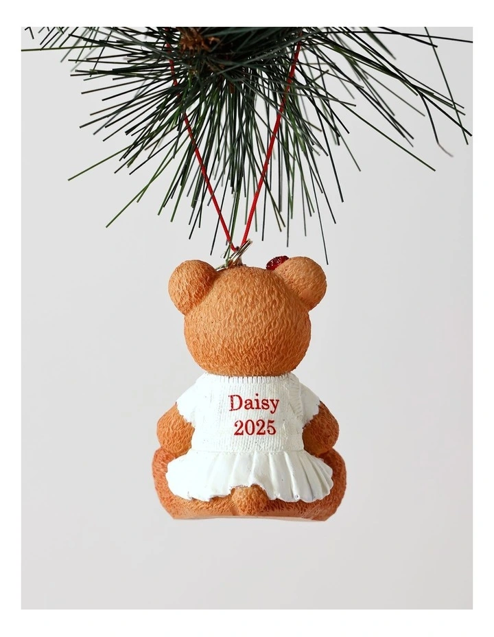 Resin 2025 Christmas Daisy Charity Bear Ornament 9cm in Red/Green image 4