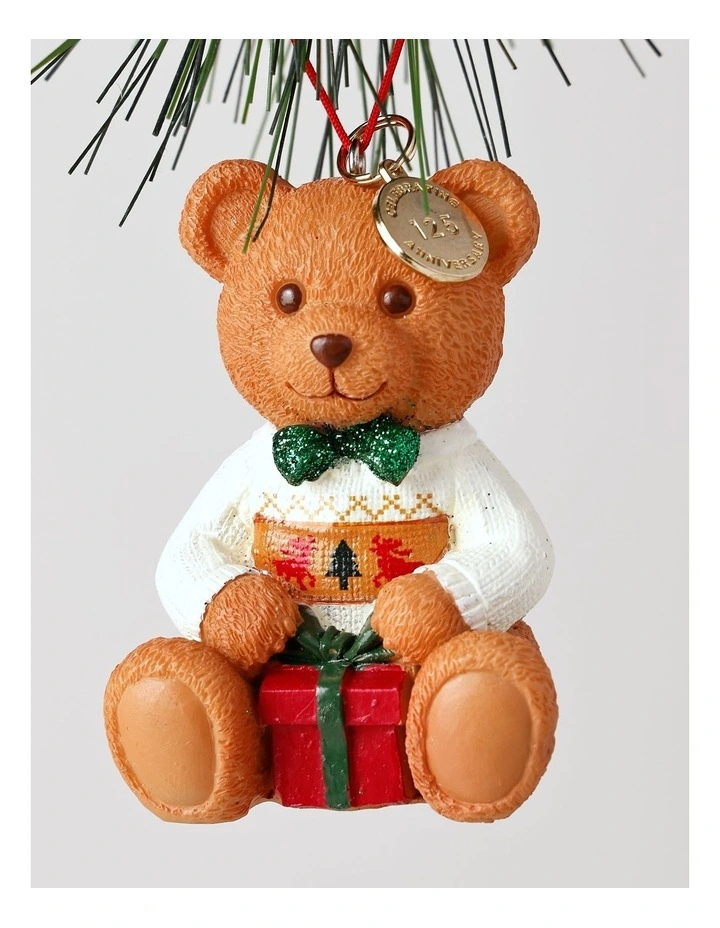 Resin 2025 Christmas Dawson Charity Bear Ornament 9cm in Red/Green image 2