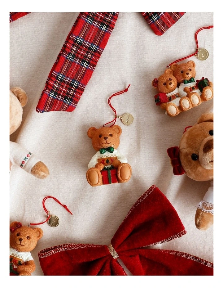 Resin 2025 Christmas Dawson Charity Bear Ornament 9cm in Red/Green image 3