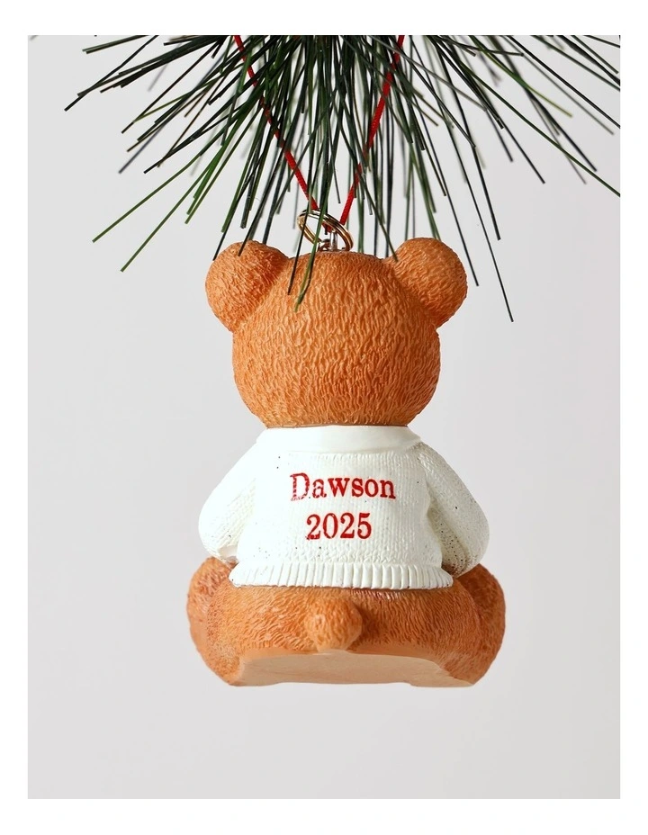 Resin 2025 Christmas Dawson Charity Bear Ornament 9cm in Red/Green image 4