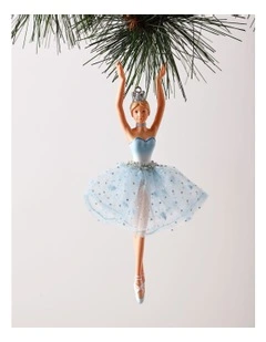 Luxe Christmas Resin Dancing Ballerina Ornament with Glitter 17cm in Blue