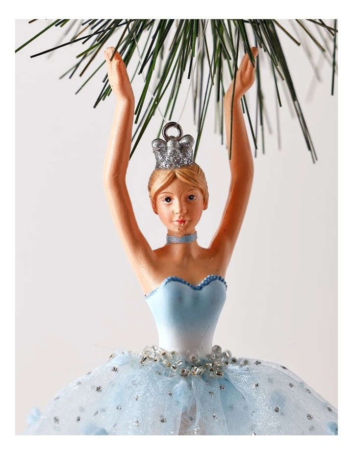 Luxe Christmas Resin Dancing Ballerina Ornament with Glitter 17cm in Blue image 2
