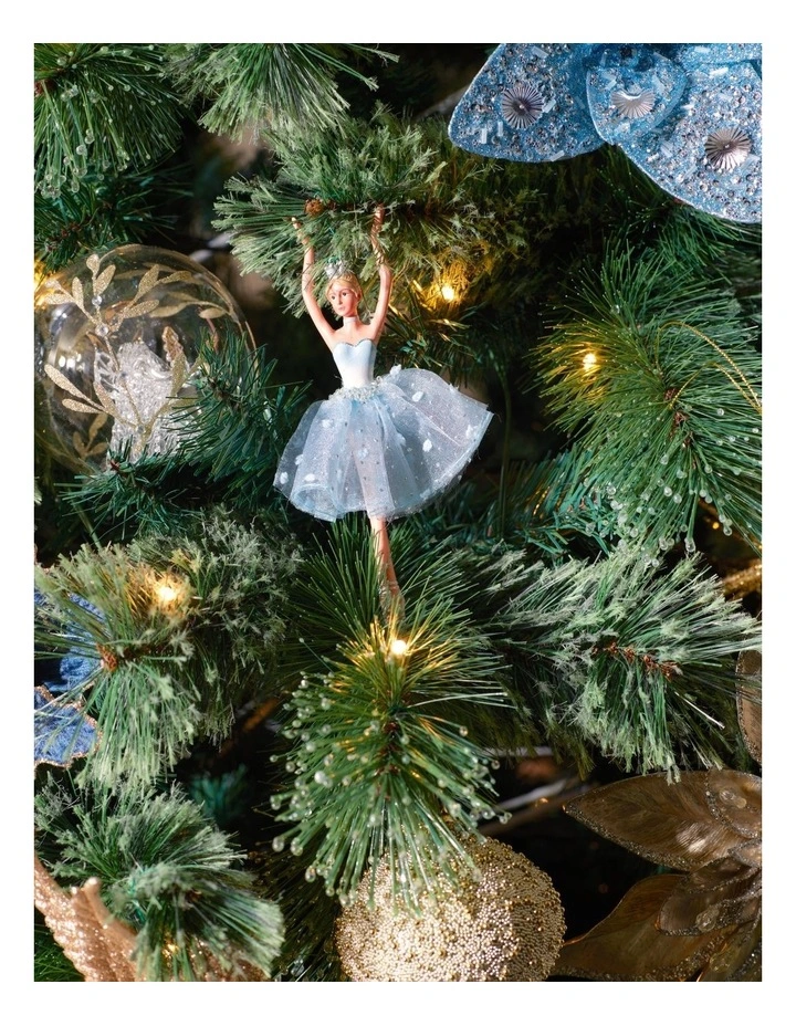 Luxe Christmas Resin Dancing Ballerina Ornament with Glitter 17cm in Blue image 3