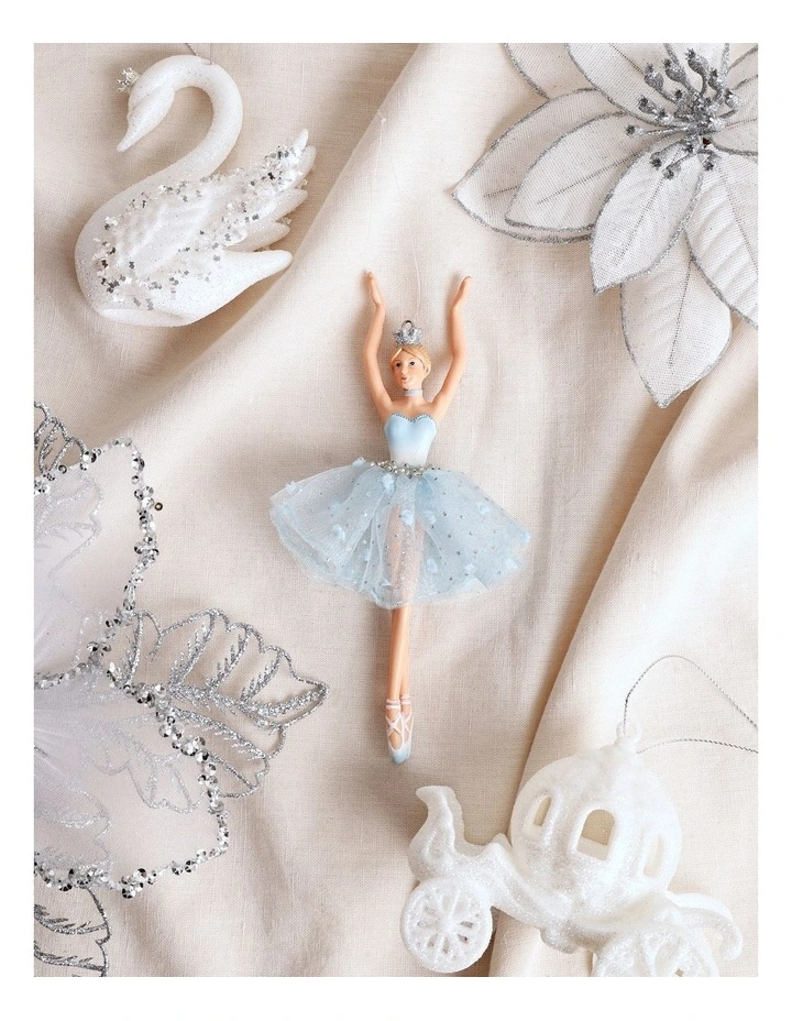 Luxe Christmas Resin Dancing Ballerina Ornament with Glitter 17cm in Blue image 4