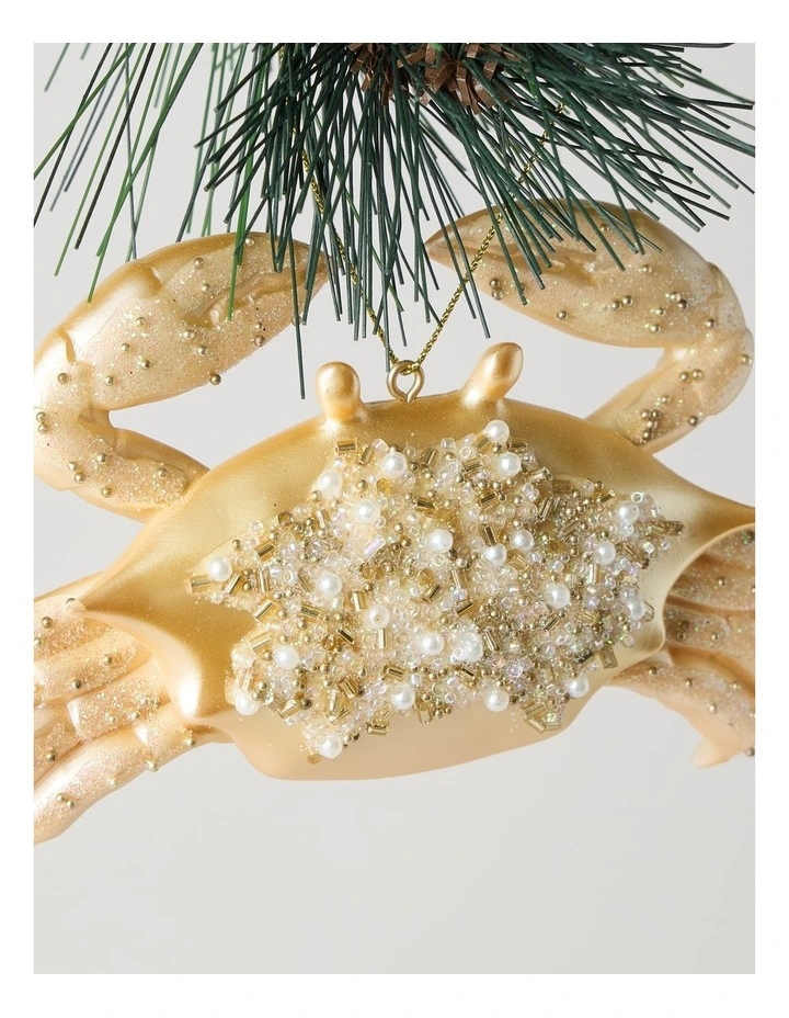 Eucalyptus Polyresin Crab Ornament in Gold: 10cm image 2