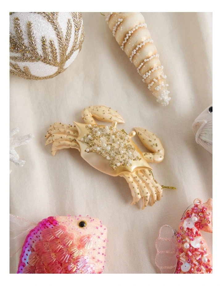 Eucalyptus Polyresin Crab Ornament in Gold: 10cm image 3