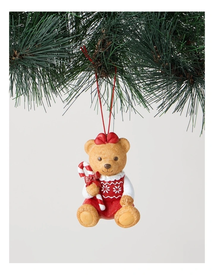 Heirloom 2026 Evie Charity Bear Resin Ornament in Red and Green: 7cm image 1