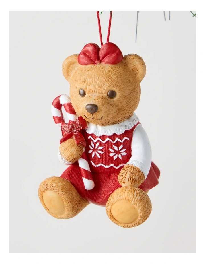 Heirloom 2026 Evie Charity Bear Resin Ornament in Red and Green: 7cm image 4