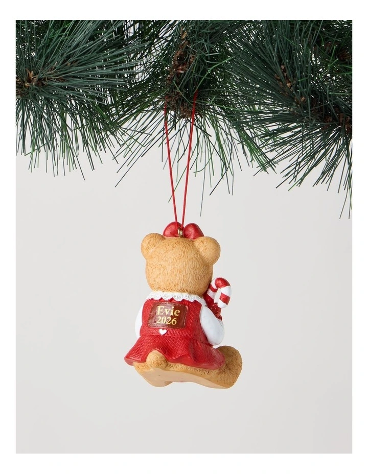 Heirloom 2026 Evie Charity Bear Resin Ornament in Red and Green: 7cm image 5