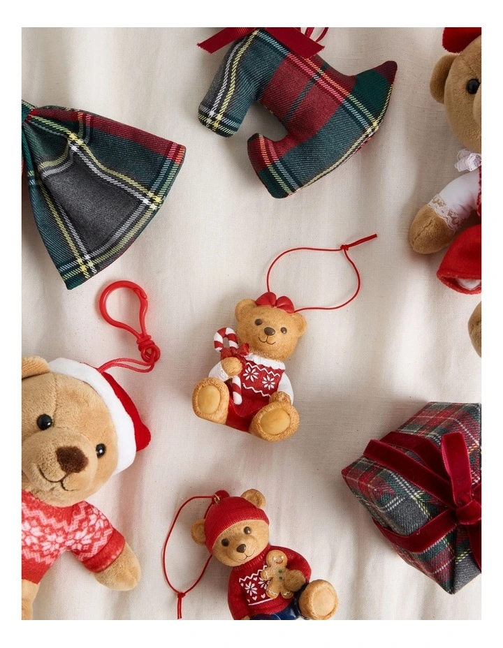 Heirloom 2026 Evie Charity Bear Resin Ornament in Red and Green: 7cm image 6