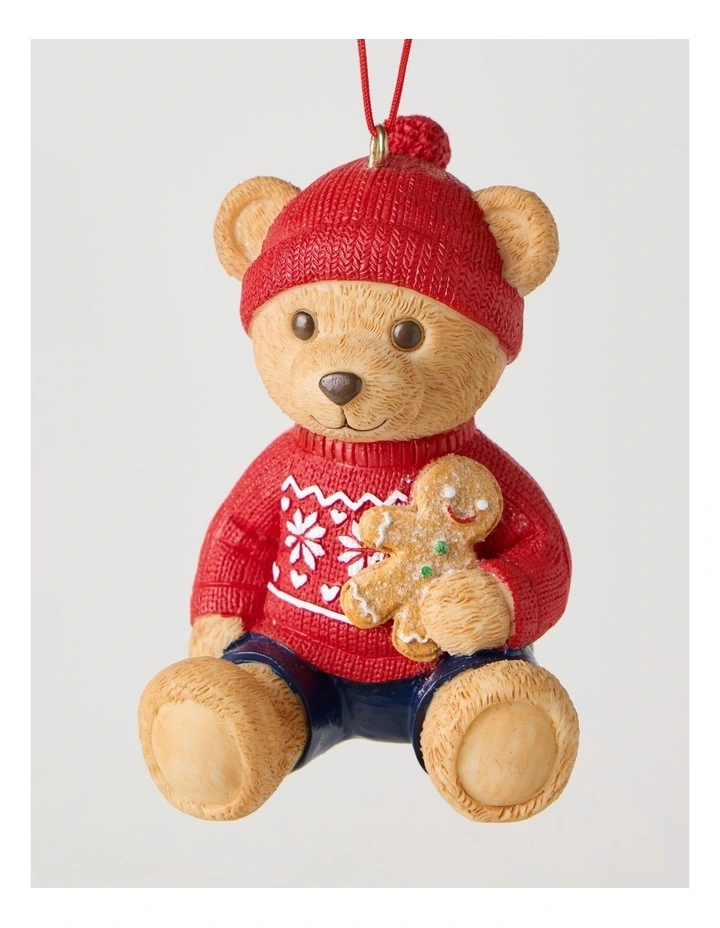 Heirloom 2026 Ethan Charity Bear Resin Ornament in Red and Green: 7cm image 3