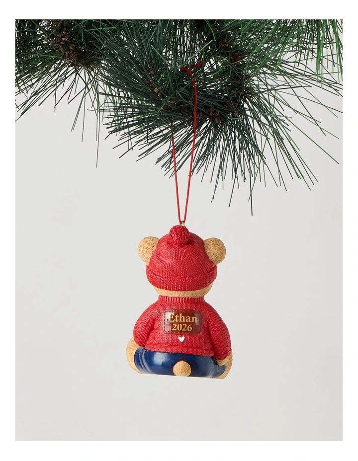 Heirloom 2026 Ethan Charity Bear Resin Ornament in Red and Green: 7cm image 4