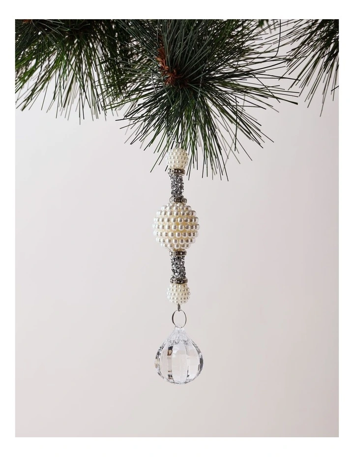 Luxe Christmas Drop Pearl And Crystal Hanging Ornament image 1