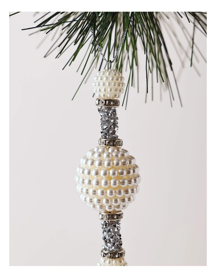 Luxe Christmas Drop Pearl And Crystal Hanging Ornament image 2