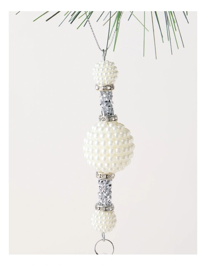 Luxe Christmas Drop Pearl And Crystal Hanging Ornament image 2