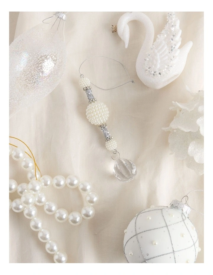 Luxe Christmas Drop Pearl And Crystal Hanging Ornament image 3