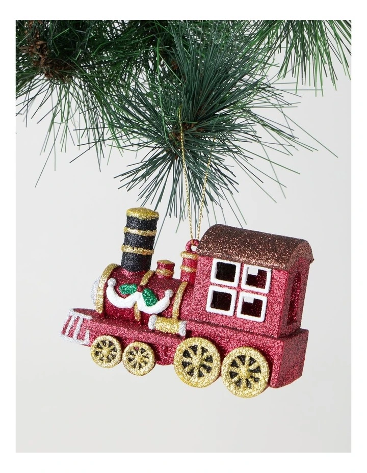 Heirloom Christmas Glitter Red Train Ornament 12cm image 1
