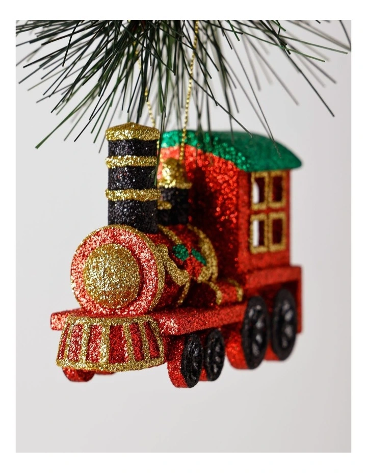 Candyland Christmas Glitter Red Train Ornament 12cm in Red image 2