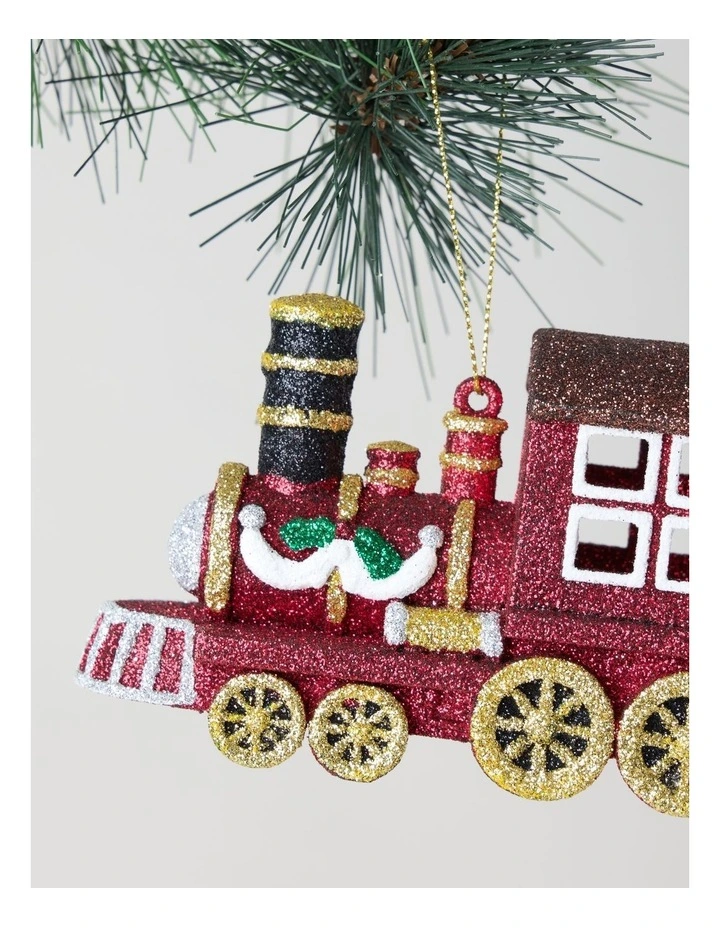 Heirloom Christmas Glitter Red Train Ornament 12cm image 2