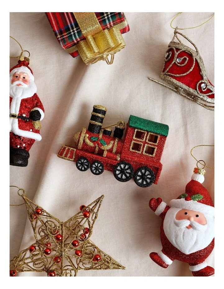 Candyland Christmas Glitter Red Train Ornament 12cm in Red image 3