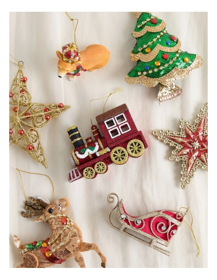 Heirloom Christmas Glitter Red Train Ornament 12cm image 3