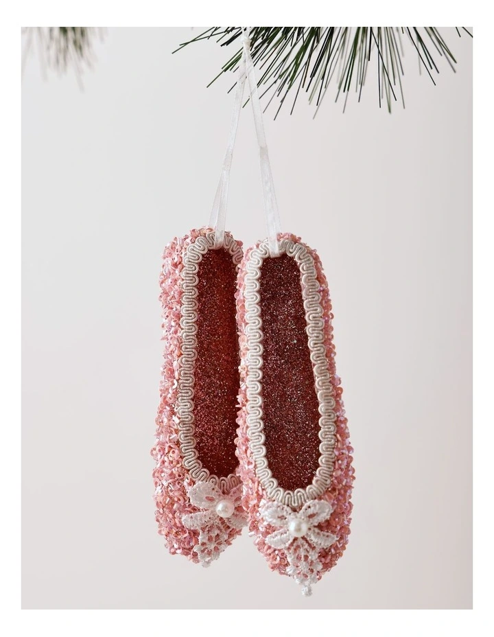 Luxe Christmas Pink Ballet Shoes withGlitter image 2