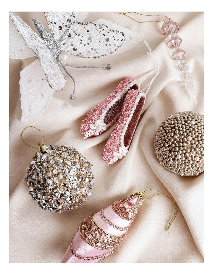 Luxe Christmas Pink Ballet Shoes withGlitter image 3