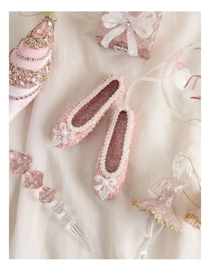 Luxe Christmas Pink Ballet Shoes with Glitter image 3