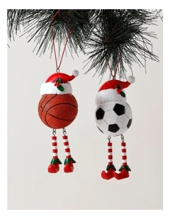 Candyland Christmas Assorted Resin Novelty Sport Ball Ornament 11cm in Multi